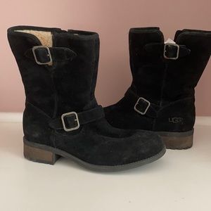 UGG black biker boot fur lined size 8.5 never worn
